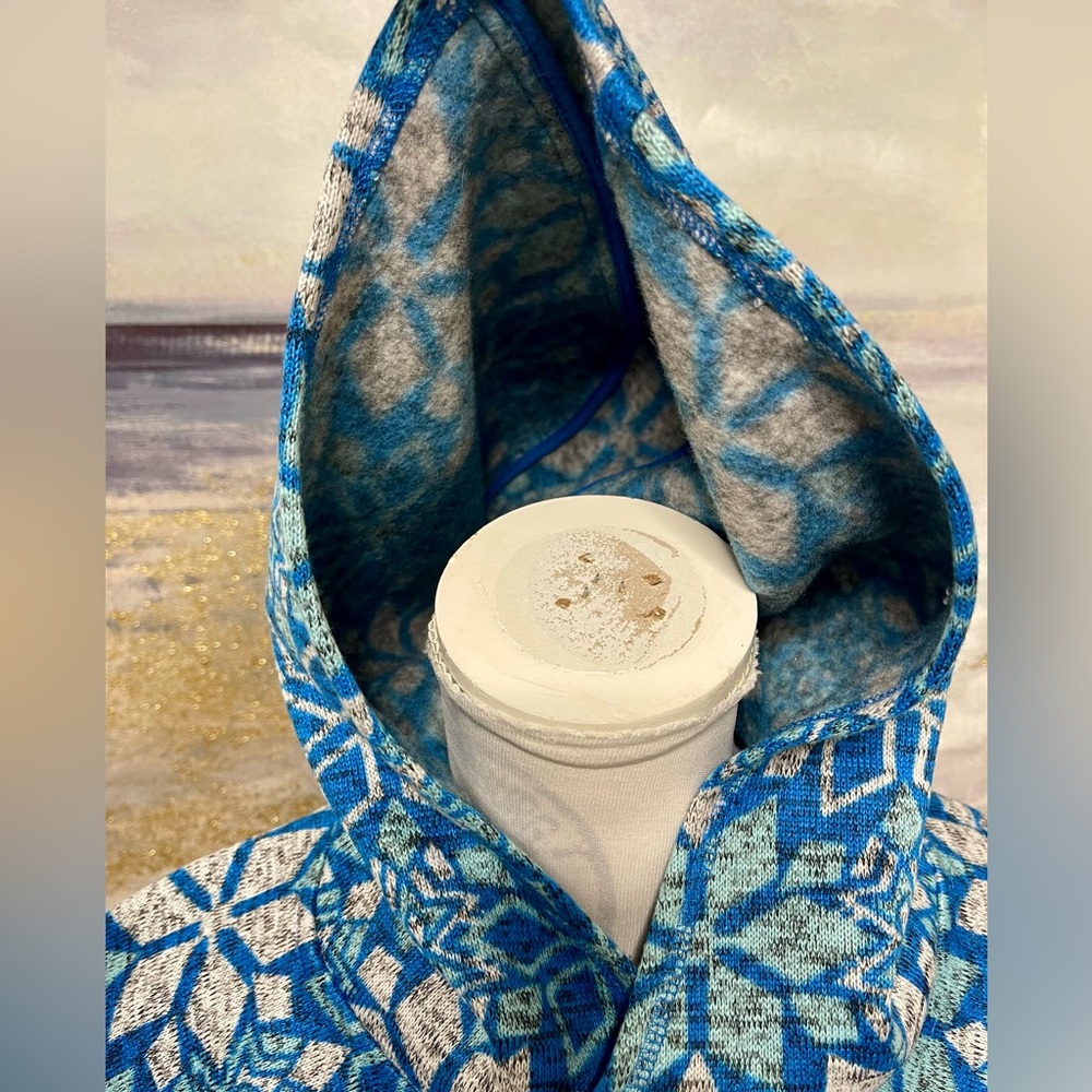 TALBOT Fleece Hoodie, Long Sleeve, Blue/Turquoise Size L - Picture 4 of 13